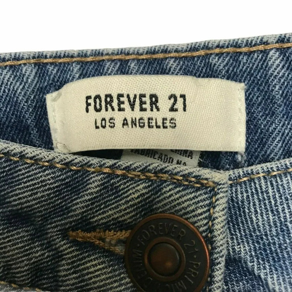 Forever 21 Skirt Women's Sz M A-Line Button Fly Jean Mini Pocket Denim Blue - Picture 6 of 9